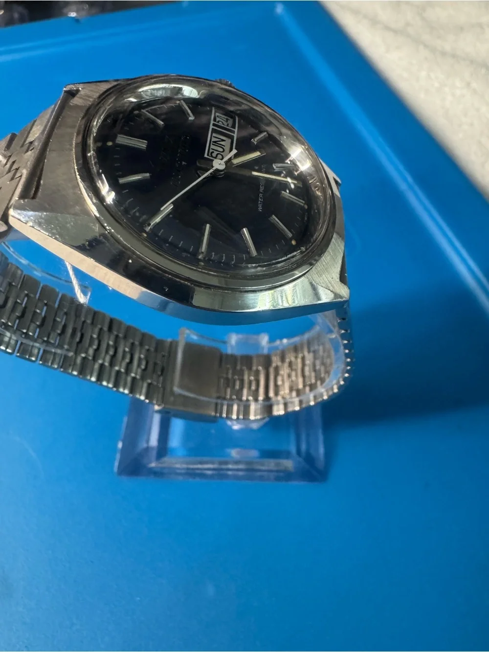 Timex Blue Dial Automatic Watch with Day-Date